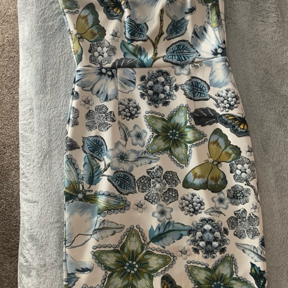 Enfocus Studio Blue and Green Strapless Sheath Dress